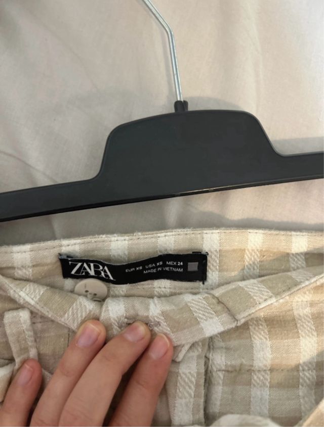 Shorts cuadros Zara beige