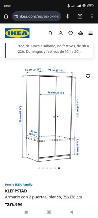Armario blanco IkEa KLEPPSTAD