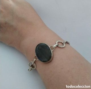 #1049 pulsera plata con lapislazuli