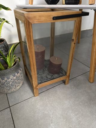 Farol velas madera - Decoración