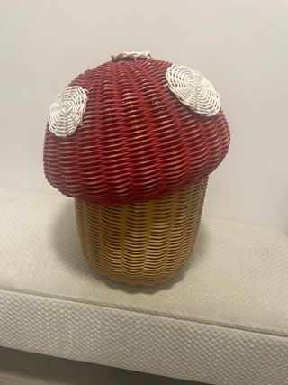 Cesta mimbre seta roja - Decoración infantil