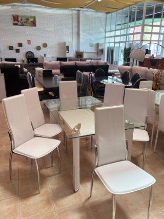 Mesa de comedor + 6 sillas modernas - BLANCO