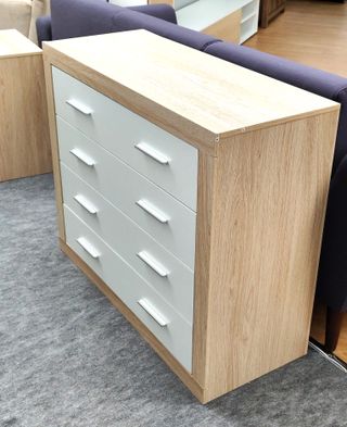 Cómoda 4 cajones - Madera - Blanco/Marrón