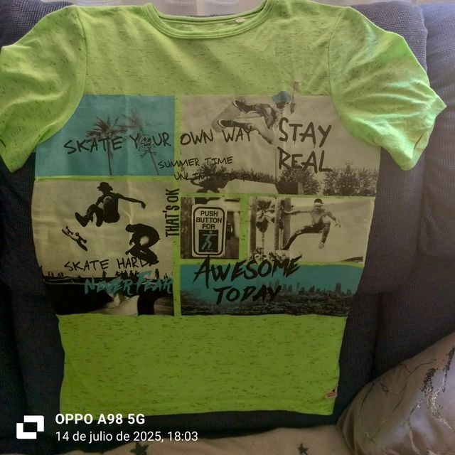 Camiseta State verde skater para niños