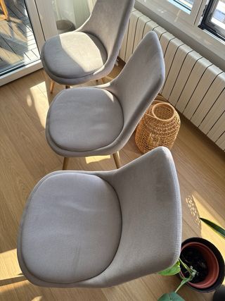 Sillas comedor beige - tapizada