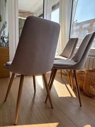 Sillas comedor beige - tapizada