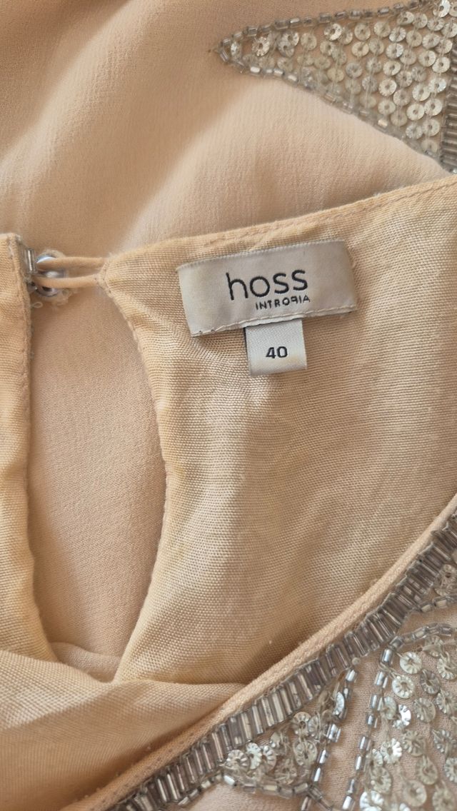 Vestido beige lentejuelas plata