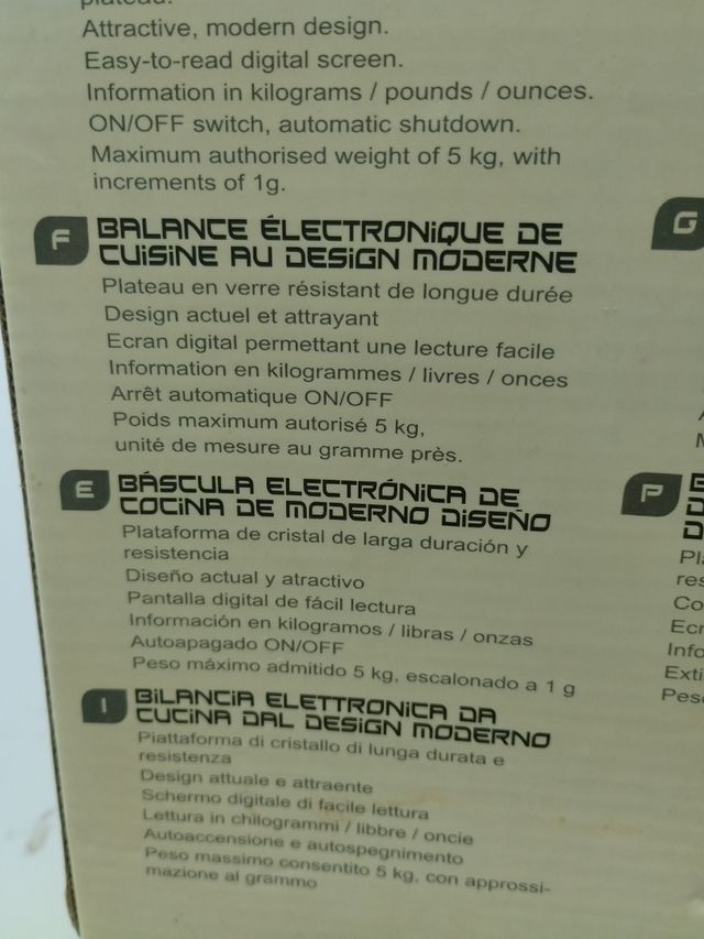 Balanza cocina 5kg/1g,