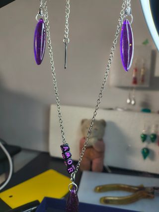 Set Collana e Orecchini Viola