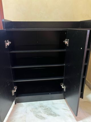 Zapatera negra - Madera - 2 puertas
