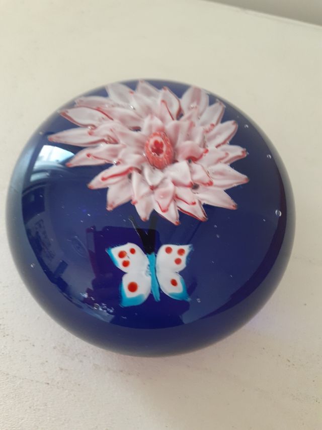 Bola cristal Murano azul y blanca