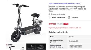 Patín eléctrico i-scooter F2