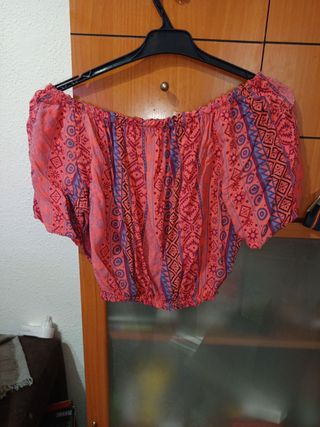 Top corto étnico anaranjado