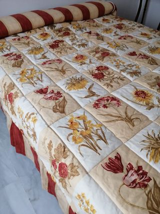 Edredón y colcha cama 90 - beige y rojo