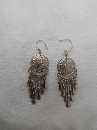 Pendientes largos plata - Sol y Luna