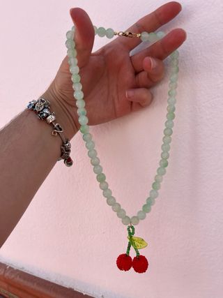 Collar con cerezas - Verde y Rojo