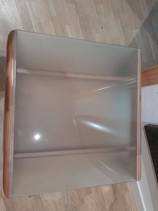 Mesa centro cristal madera