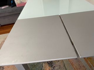 Mesa cristal extensible, patas metálicas