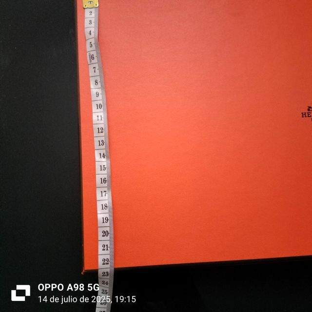 Caja Hermes vacía - Naranja las medidas en la foto