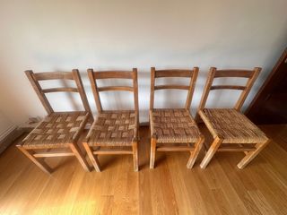 4 Sillas mimbre - Madera