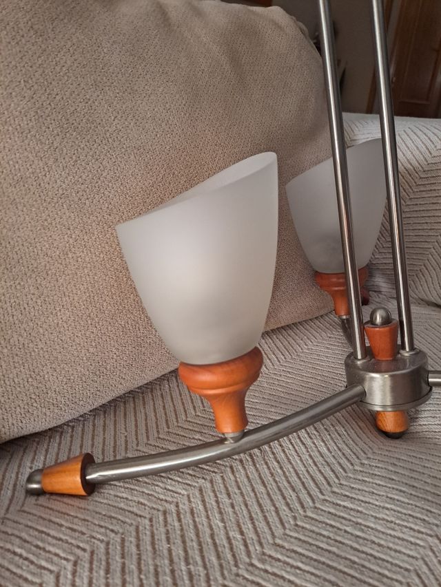 Lámpara 3 brazos - Acero y madera