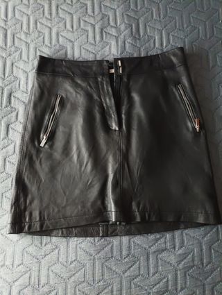 Mini Falda Negra Camaieu - Piel Sintética