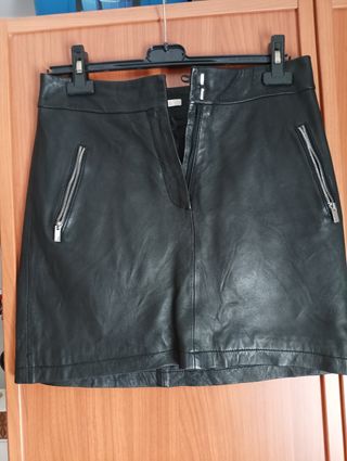 Mini Falda Negra Camaieu - Piel Sintética
