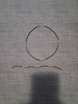 Collar y pulsera oro con madera(bambu)