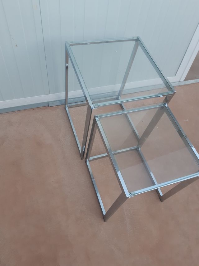 Mesitas cristal metal - Juego 2