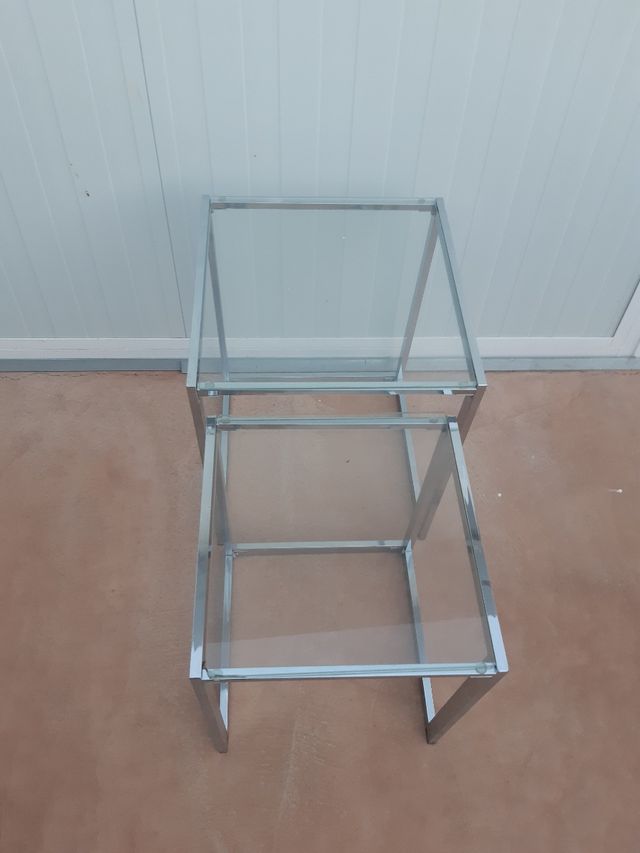 Mesitas cristal metal - Juego 2