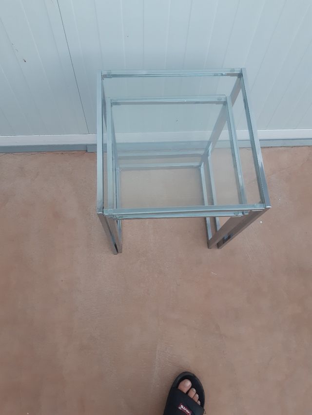 Mesitas cristal metal - Juego 2