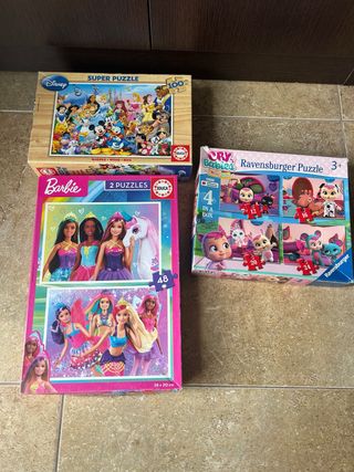 3 Puzzles Disney, Barbie, Cry Babies