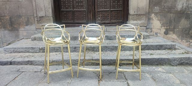 3 Sgabelli Kartell Masters dorati