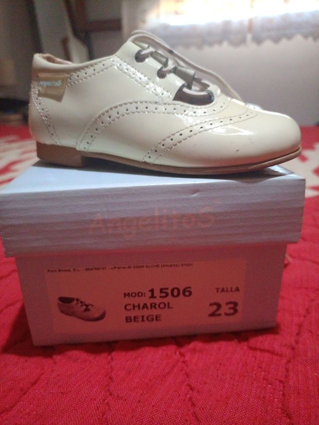 Zapatos niño beige - Piel. N° 23