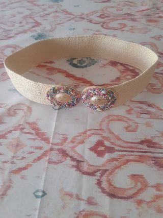 Cinturón beige multicolor 74cm