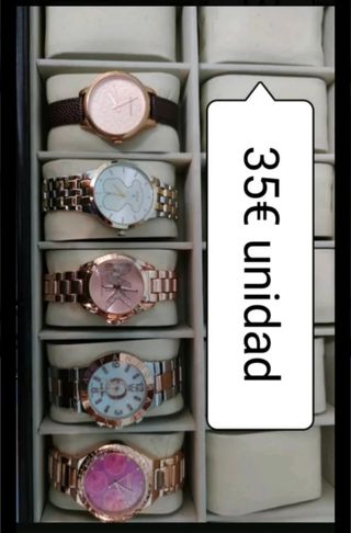5 Relojes mujer dorados/rosa