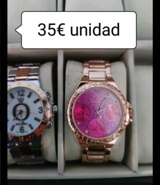 5 Relojes mujer dorados/rosa
