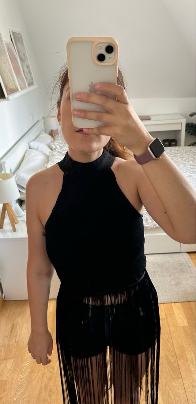 Top negro Zara flecos