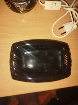 Juego cerám. tocador negro-dorado