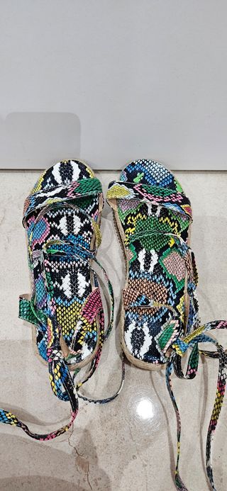 Sandalias multicolor plataforma corcho nº 38