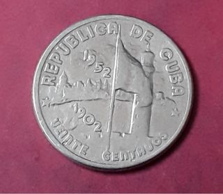 Moneda Cuba 20 Centavos 1952