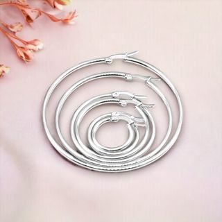 Aros Plateados 4cm - Acero Inoxidable