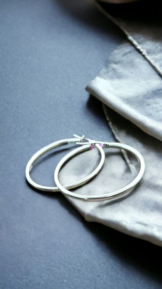 Aros Plateados 4cm - Acero Inoxidable