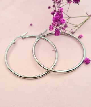 Aros Plateados 4cm - Acero Inoxidable