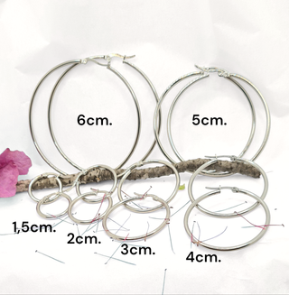Aros Plateados 4cm - Acero Inoxidable
