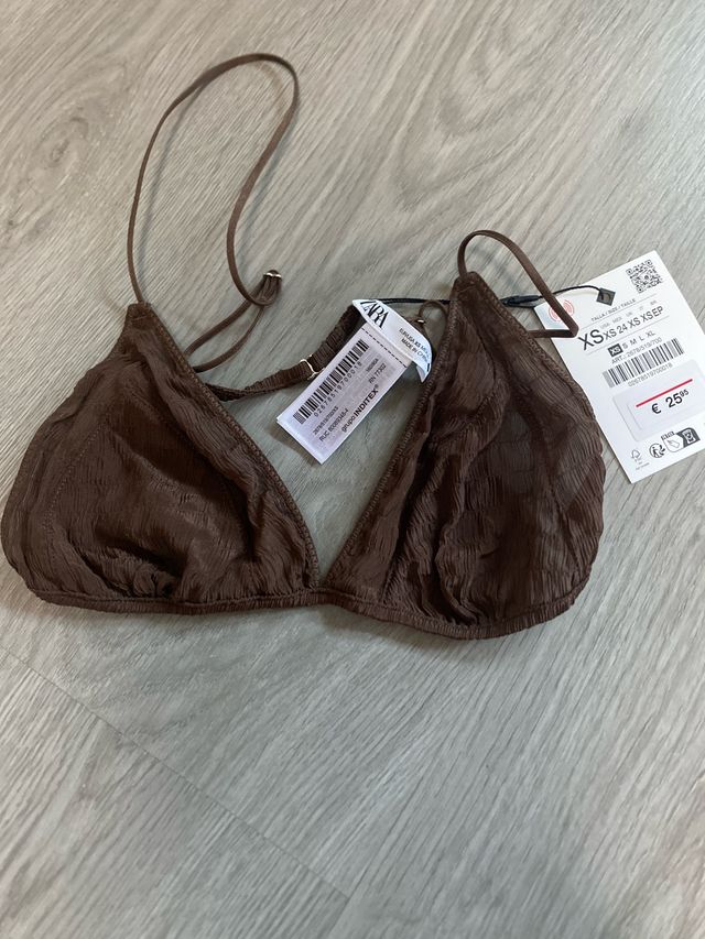 Sujetador triángulo Zara marrón