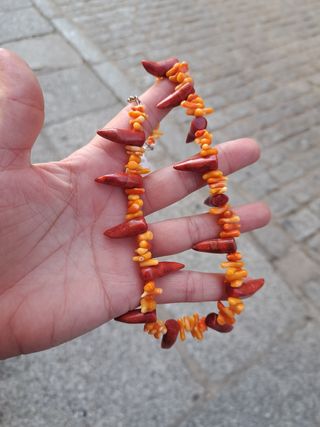 Collar Corales Naranja Rojo