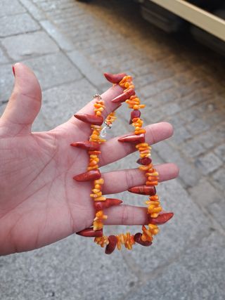 Collar Corales Naranja Rojo