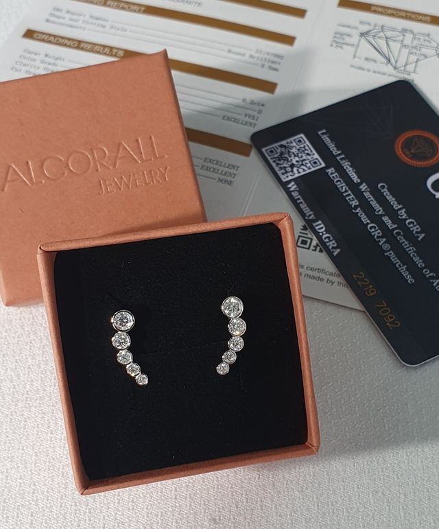 Pendientes ORO MOISSANITAS. REGALO NAVIDAD.