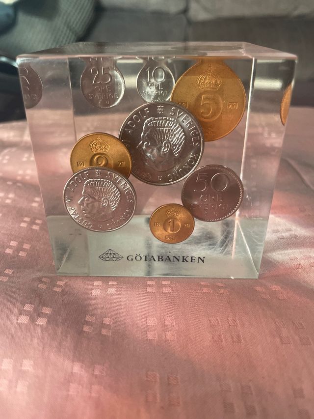 Cubo metacrilato monete Svezia